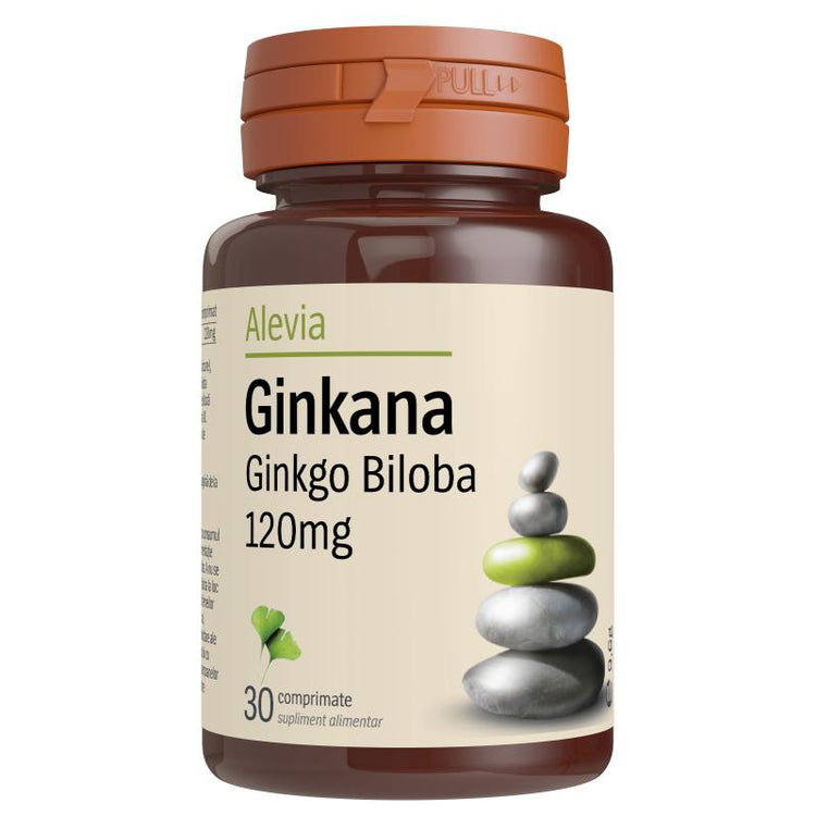 Ginkana Ginkgo Biloba 120mg, Alevia, 30 Comprimate - Vitax.ro