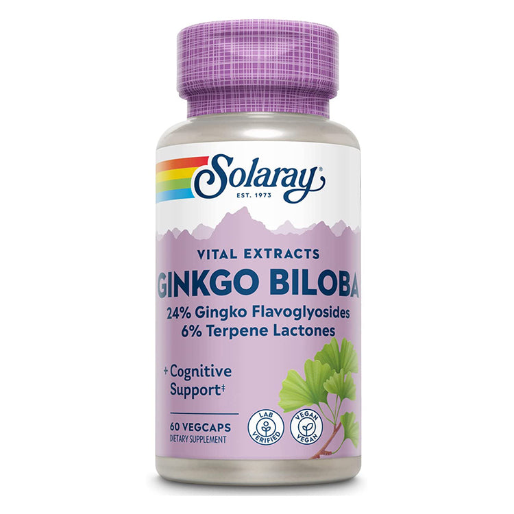 Ginkgo Biloba, 60mg, Solaray, 60 Capsule Vegetale - Vitax.ro