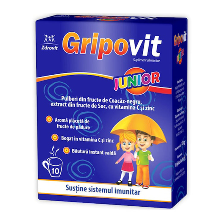 Gripovit Junior, Zdrovit, 10 Plicuri - Vitax.ro