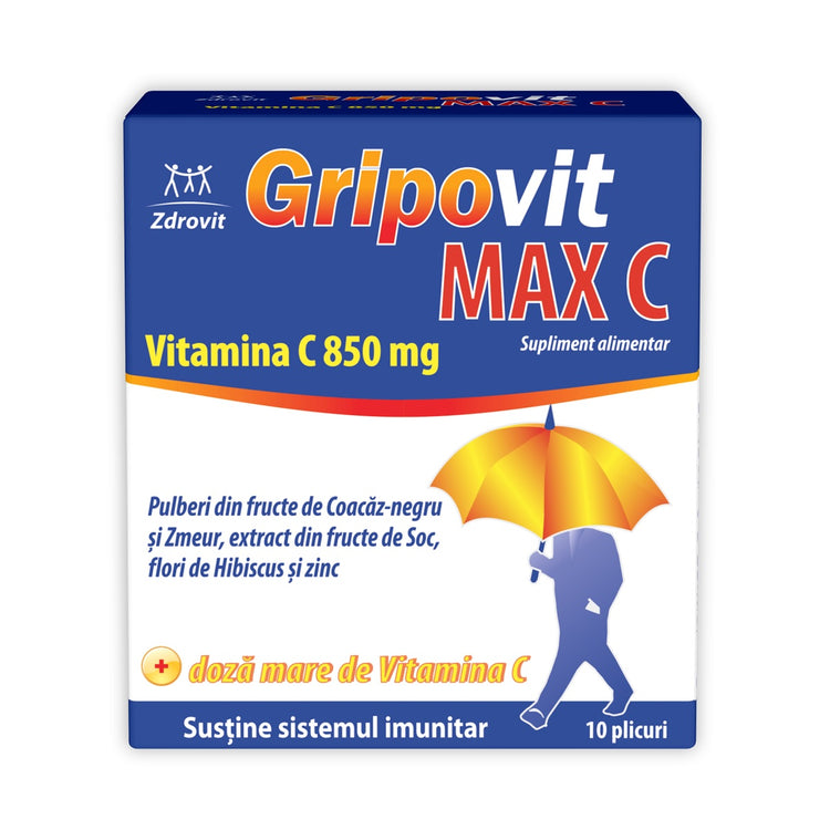 Gripovit Max C, Vitamina C 850mg, Zdrovit, 10 Plicuri - Vitax.ro