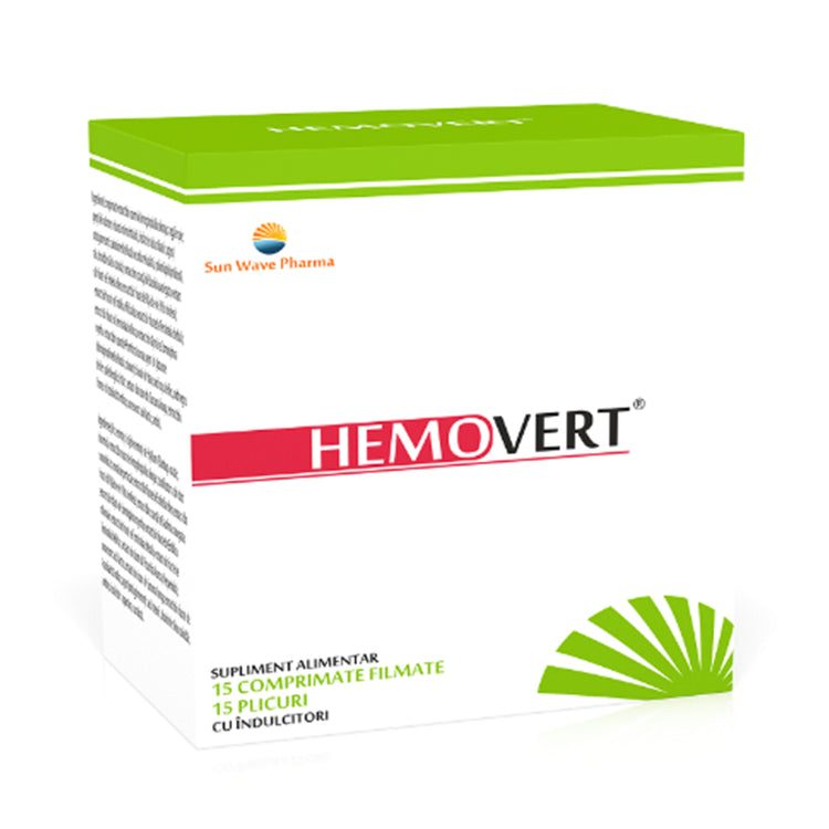 Hemovert, Sun Wave Pharma, 15 Comprimate si 15 Plicuri - Vitax.ro