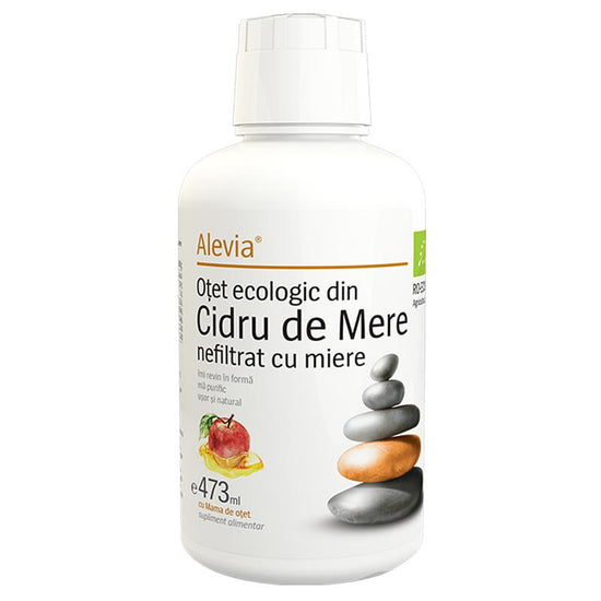 Otet Ecologic din Cidru de Mere Nefiltrat cu Miere, Alevia, 473ml - Vitax.ro