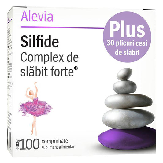 Silfide Complex de Slabit Forte + Ceai de Slabit, Alevia, 100 Comprimate + 30 Plicuri - Vitax.ro