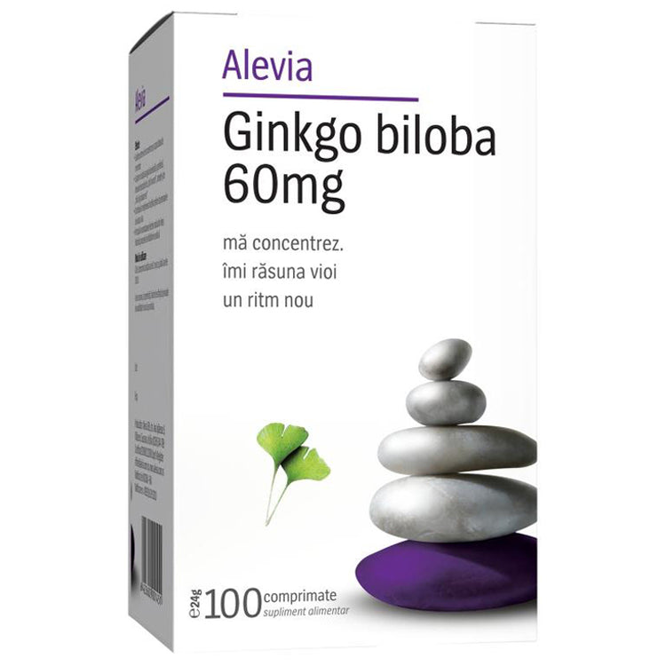 Ginkgo Biloba 60mg, Alevia, 100 Comprimate - Vitax.ro