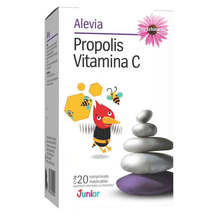 Propolis Vitamina C cu Echinacea Junior, Alevia, 30 Comprimate Masticabile - Vitax.ro