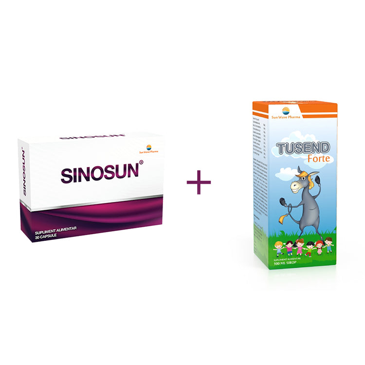 Sinosun 30 Capsule+Tusend Forte Sirop 100ml, Sun Wave Pharma, Pachet Promo 1+1 - Vitax.ro