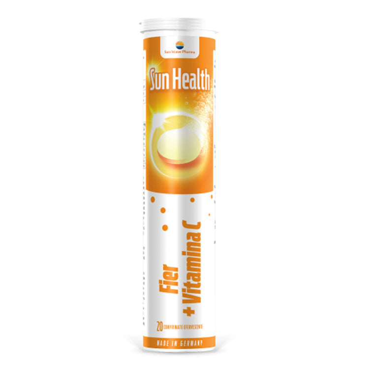 Sun Health Fier + Vitamina C, Sun Wave Pharma, 20 Comprimate Efervescente - Vitax.ro