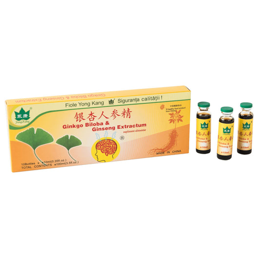 Ginkgo Biloba & Ginseng Extractum, Yong Kang, 10 Fiole Buvabile - Vitax.ro