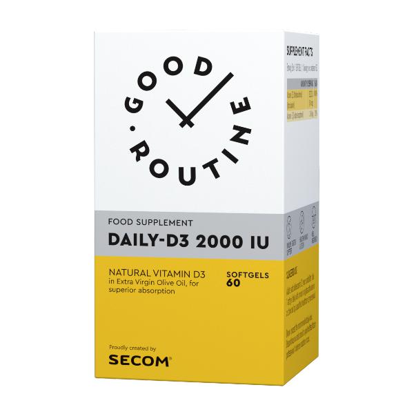 Daily-D3 2000IU, Good Routine, Flacon cu 60 Capsule Gelatinoase Moi - Vitax.ro