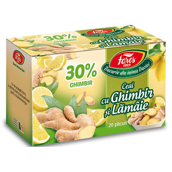 Ceai cu Ghimbir 30% si Lamaie, Fares, 20 Pliculete - Vitax.ro