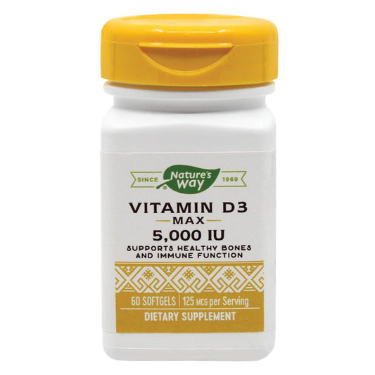 Vitamin D3 5000UI, Nature'S Way, Flacon cu 60 Capsule Moi - Vitax.ro