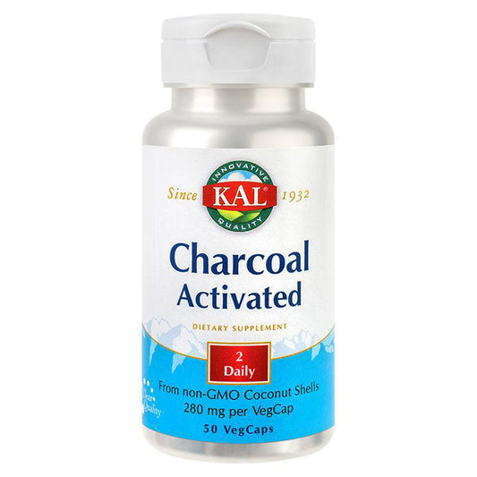 Charcoal Activated - Carbune Medicinal, 280mg, KAL, 50 Capsule Vegetale - Vitax.ro