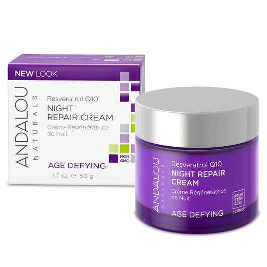 Resveratrol Q10 Night Repair Cream, Andalou Naturals, 50g - Vitax.ro