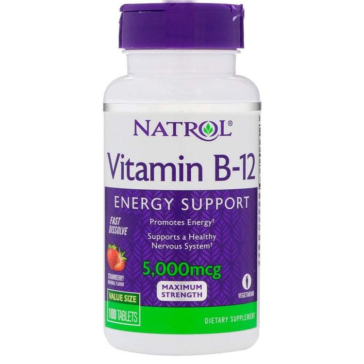 Vitamin B-12 Fast Dissolve, 5000mcg - 100 tabs - Vitax.ro