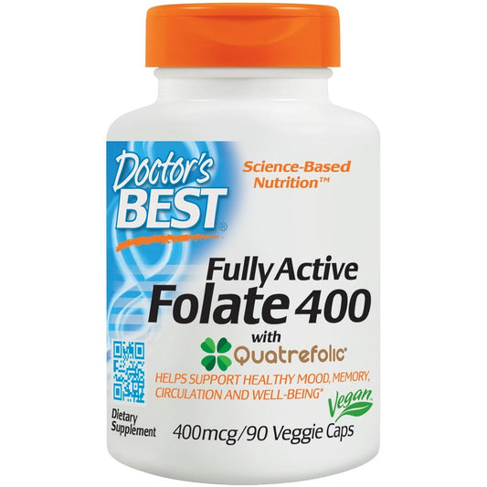 Fully Active Folate 400 with Quatrefolic, 400mcg - 90 vcaps - Vitax.ro