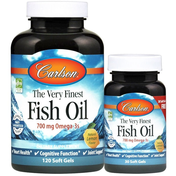 The Very Finest Fish Oil - 700mg Omega-3s, Natural Lemon - 120 + 30 softgels - Vitax.ro