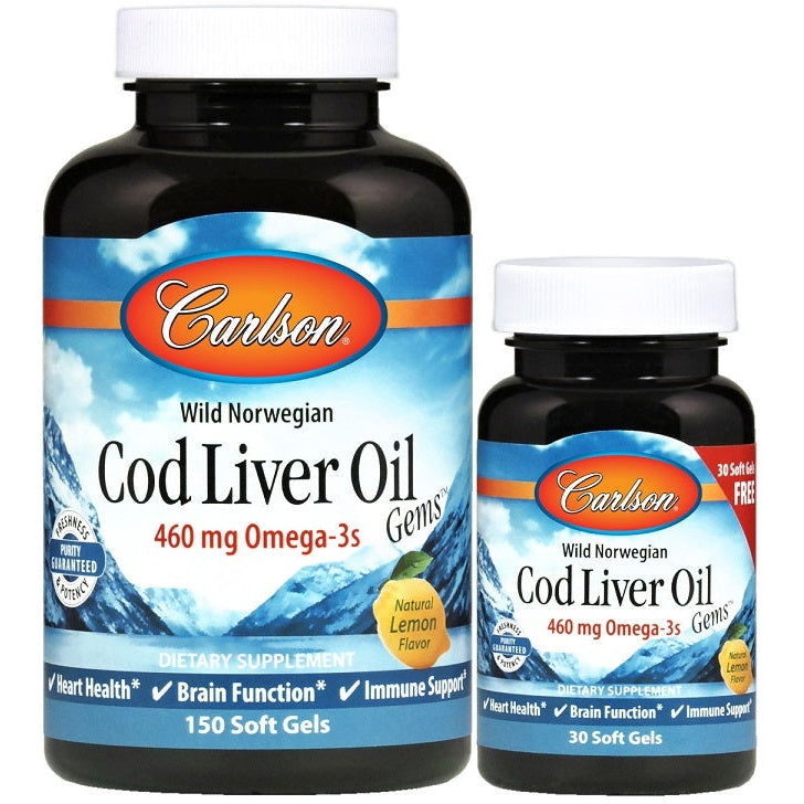 Wild Norwegian Cod Liver Oil Gems, 460mg - 150 + 30 softgels - Vitax.ro