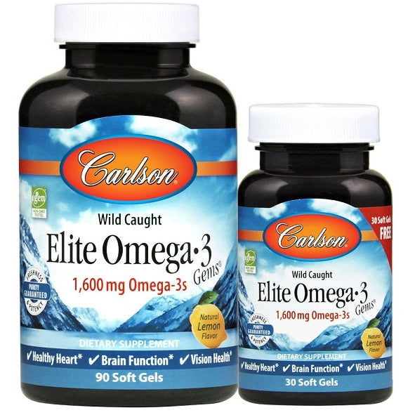 Elite Omega-3 Gems, 1600mg Natural Lemon - 90 + 30 softgels - Vitax.ro