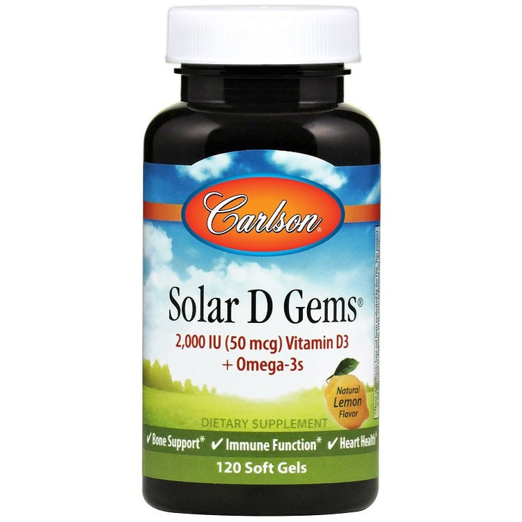 Solar D Gems, 2000 IU Natural Lemon - 120 softgels - Vitax.ro