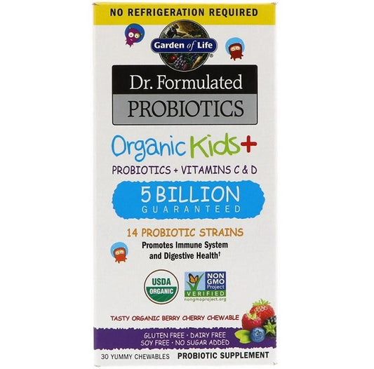 Dr. Formulated Probiotics Organic Kids+, Berry Cherry - 30 chewables - Vitax.ro