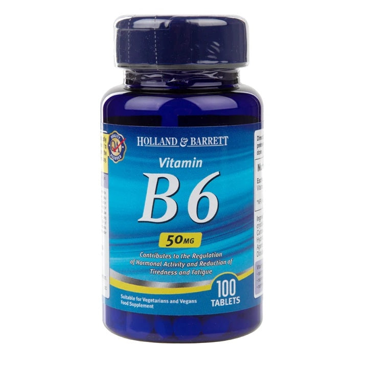 Vitamin B6, 50mg - 100 tabs (EAN 5017174011607) - Vitax.ro