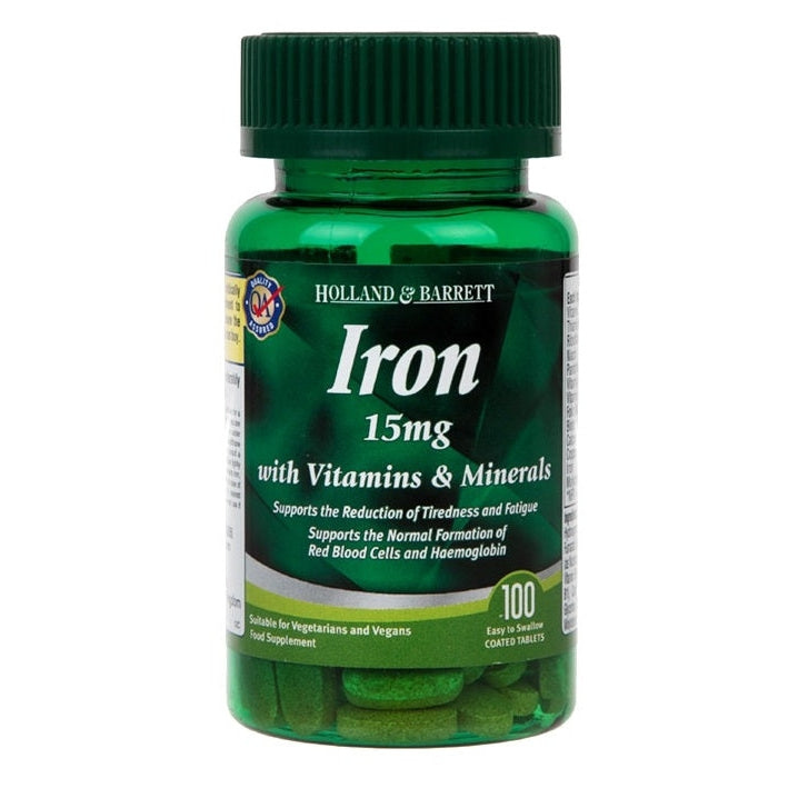Iron, 15mg with Vitamins & Minerals - 100 caplets - Vitax.ro