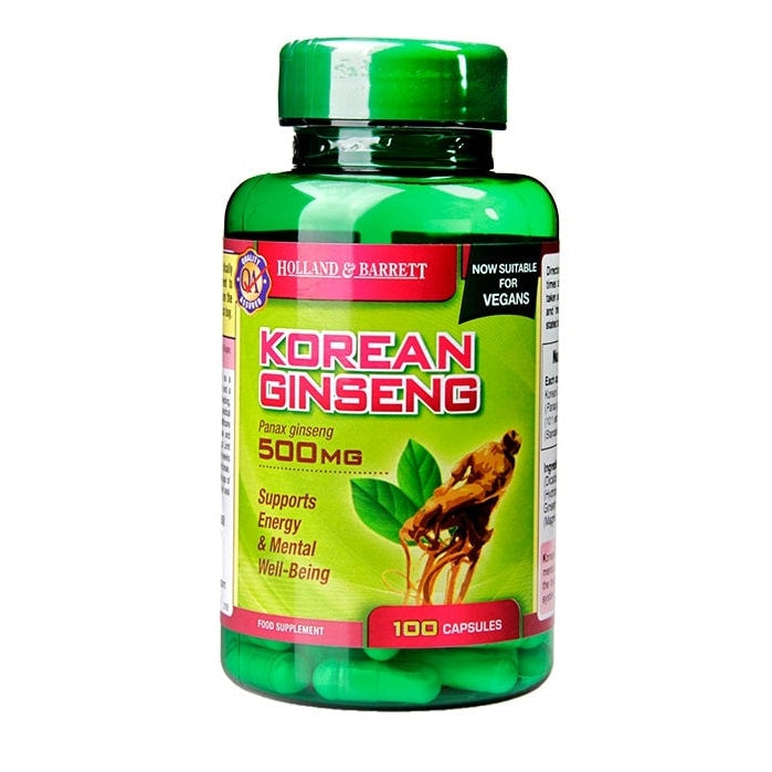 Korean Ginseng, 500mg - 100 caps, Holland & Barrett - Vitax.ro