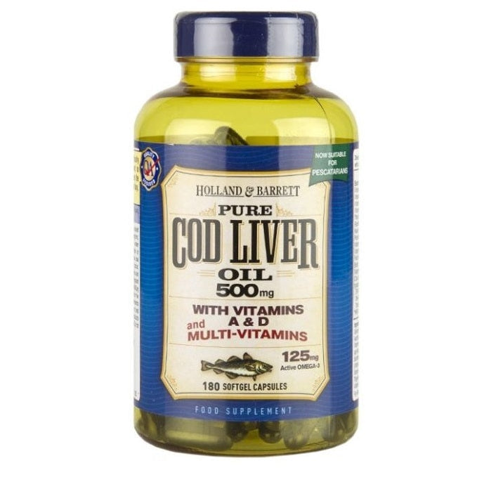 Cod Liver Oil with Multi Vitamins, 500mg - 180 softgels - Vitax.ro