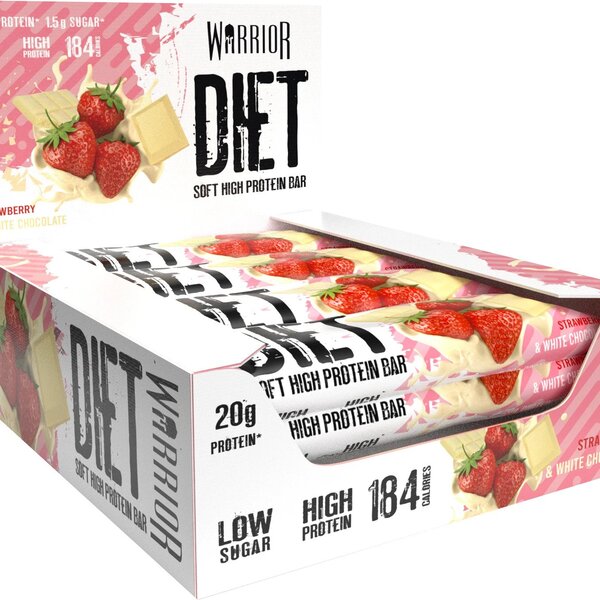 Diet Protein Bar, Strawberry & White Chocolate - 12 x 55g - Vitax.ro
