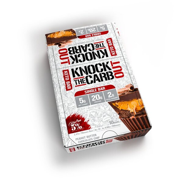 Knock The Carb Out - Legendary Series, Peanut Butter Chocolate Chip - 10 bars - Vitax.ro