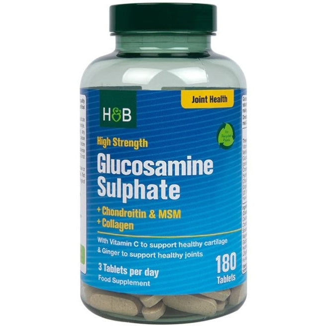 High Strength Glucosamine Sulphate + Chondroitin & MSM + Collagen - 180 tabs - Vitax.ro