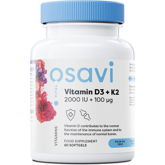Vitamin D3 + K2, 2000IU - 60 softgels - Vitax.ro