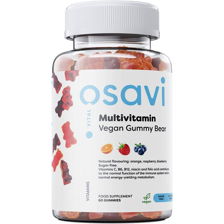 Multivitamin Vegan Gummy Bear, Orange Raspberry Blueberry - 60 gummies - Vitax.ro