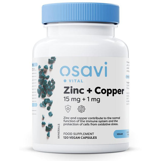 Zinc + Copper, 15mg + 1mg - 120 vegan caps - Vitax.ro