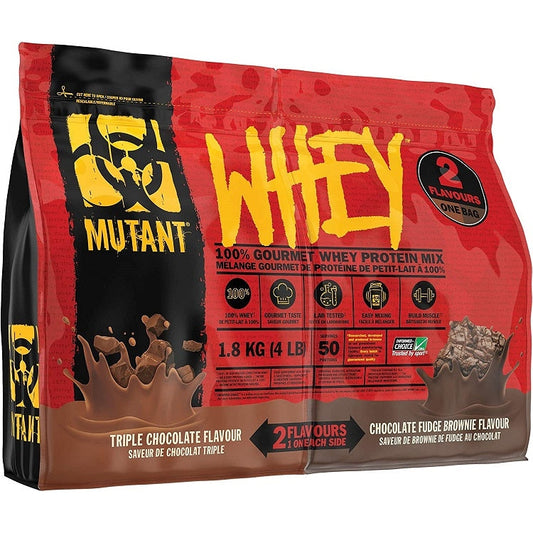 Mutant Whey 2 Flavours, Triple Chocolate & Chocolate Fudge Brownie - 1800g - Vitax.ro