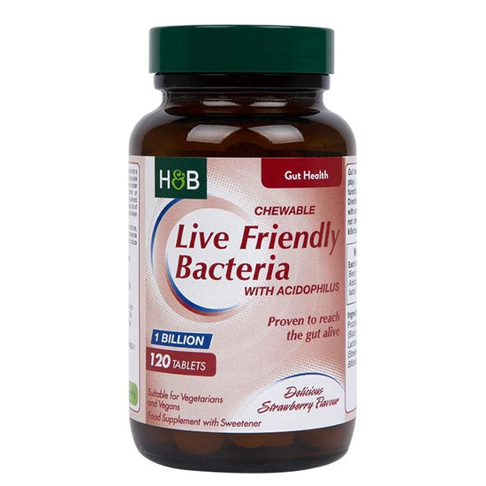 Live Friendly Bacteria with Acidophilus, Strawberry - 120 chewable tabs - Vitax.ro