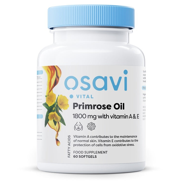 Primrose Oil with Vitamin A & E, 1800 mg - 60 softgels - Vitax.ro