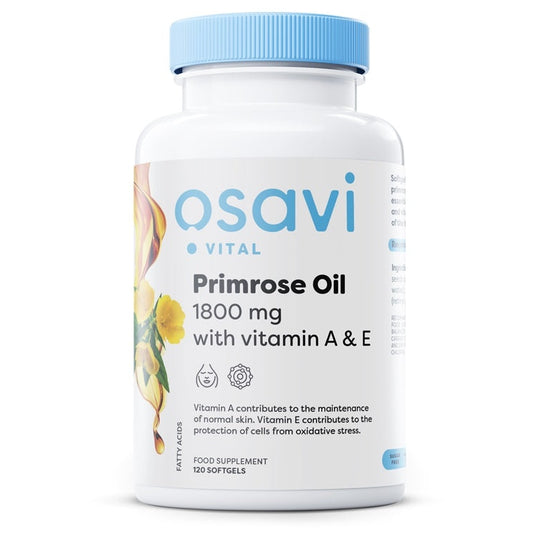 Primrose Oil with Vitamin A & E, 1800mg - 120 softgels - Vitax.ro