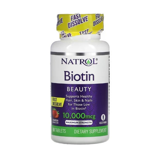 Biotin Fast Dissolve,10000mcg (Strawberry) - 60 tabs - Vitax.ro