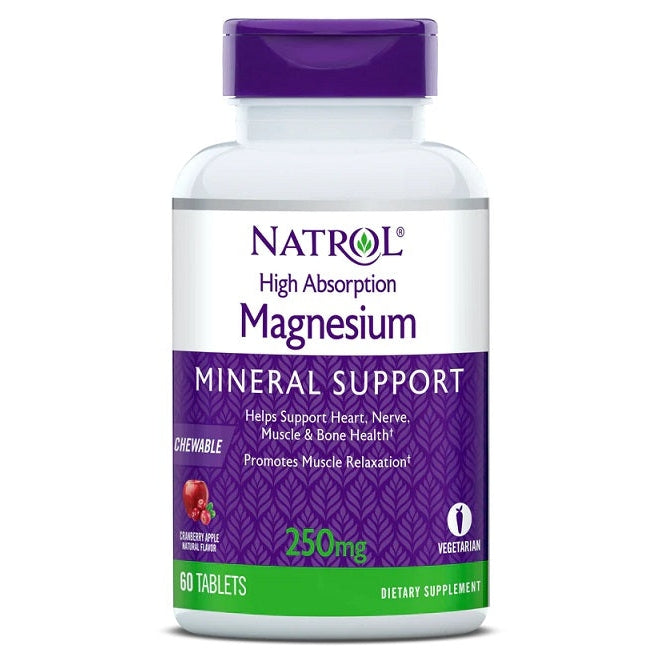 High Absorption Magnesium, 250mg (Cranberry Apple) - 60 chewable tabs - Vitax.ro