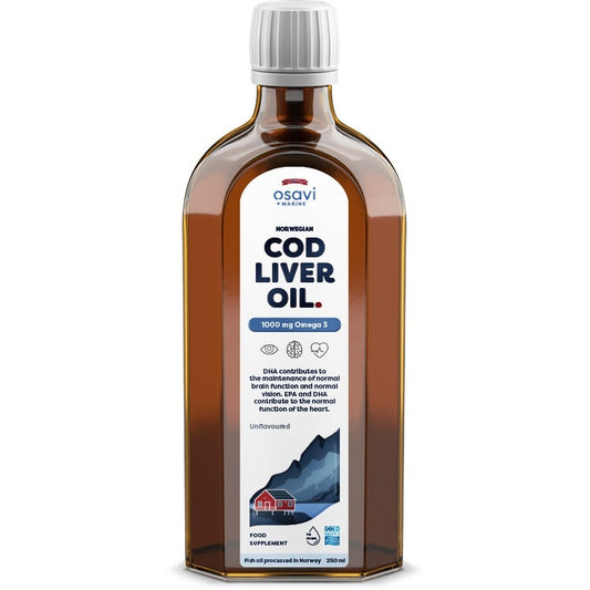 Norwegian Cod Liver Oil, 1000mg Omega 3 (Unflavoured) - 250 ml. - Vitax.ro