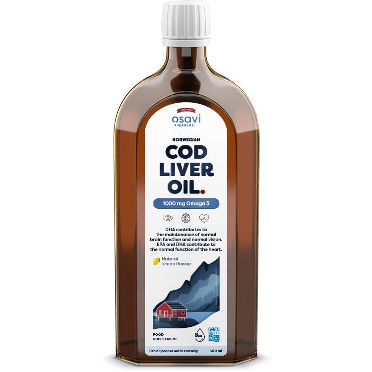Norwegian Cod Liver Oil, 1000mg Omega 3 (Lemon) - 500 ml. - Vitax.ro