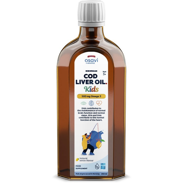 Norwegian Cod Liver Oil Kids, 500mg Omega 3 (Lemon) - 250 ml. - Vitax.ro