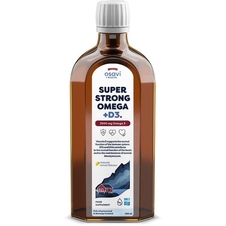 Super Strong Omega + D3, 3500mg Omega 3 (Lemon) - 250 ml. - Vitax.ro
