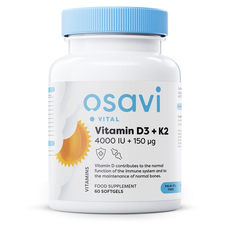 Vitamin D3 + K2, 4000IU + 150mcg - 60 softgels - Vitax.ro