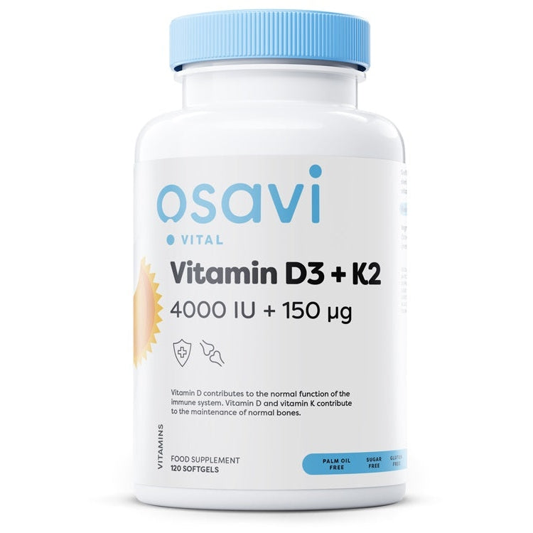 Vitamin D3 + K2, 4000IU + 150mcg - 120 softgels - Vitax.ro