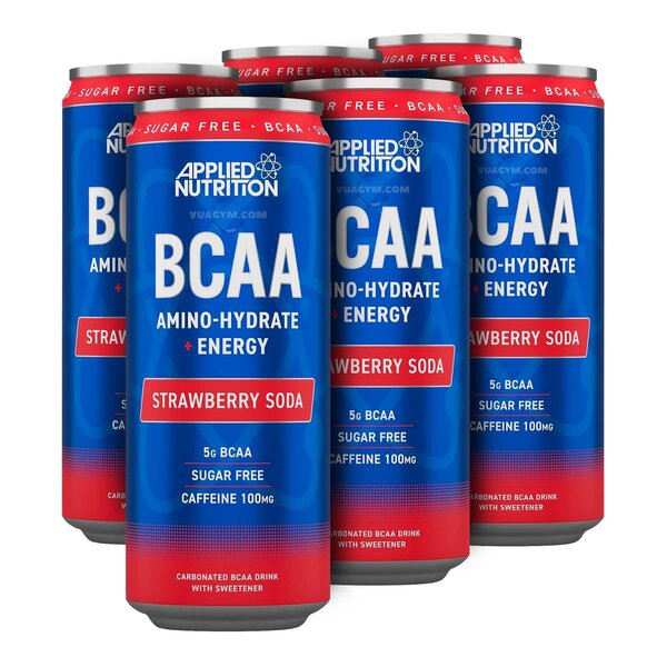 BCAA Amino-Hydrate + Energy Cans, Strawberry Soda - 12 x 330 ml. - Vitax.ro
