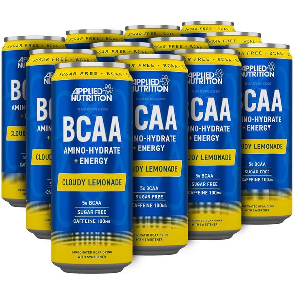 BCAA Amino-Hydrate + Energy Cans, Cloudy Lemonade - 12 x 330 ml. - Vitax.ro