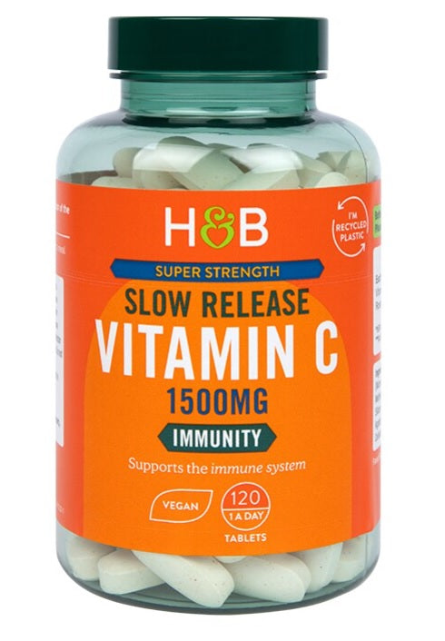 Super Strength Slow Release Vitamin C, 1500mg - 120 vegan tablets - Vitax.ro
