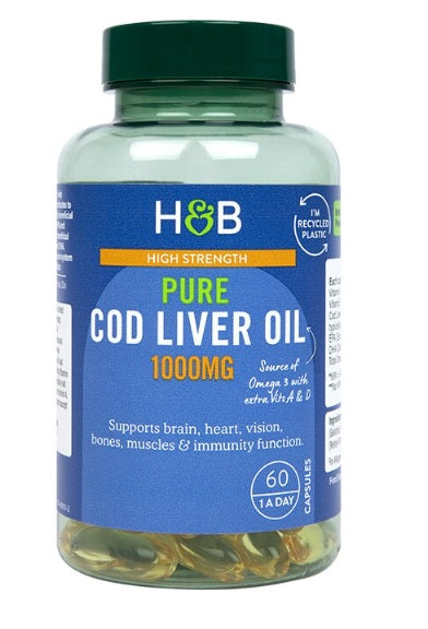 High Strength Pure Cod Liver Oil, 1000mg - 60 caps - Vitax.ro